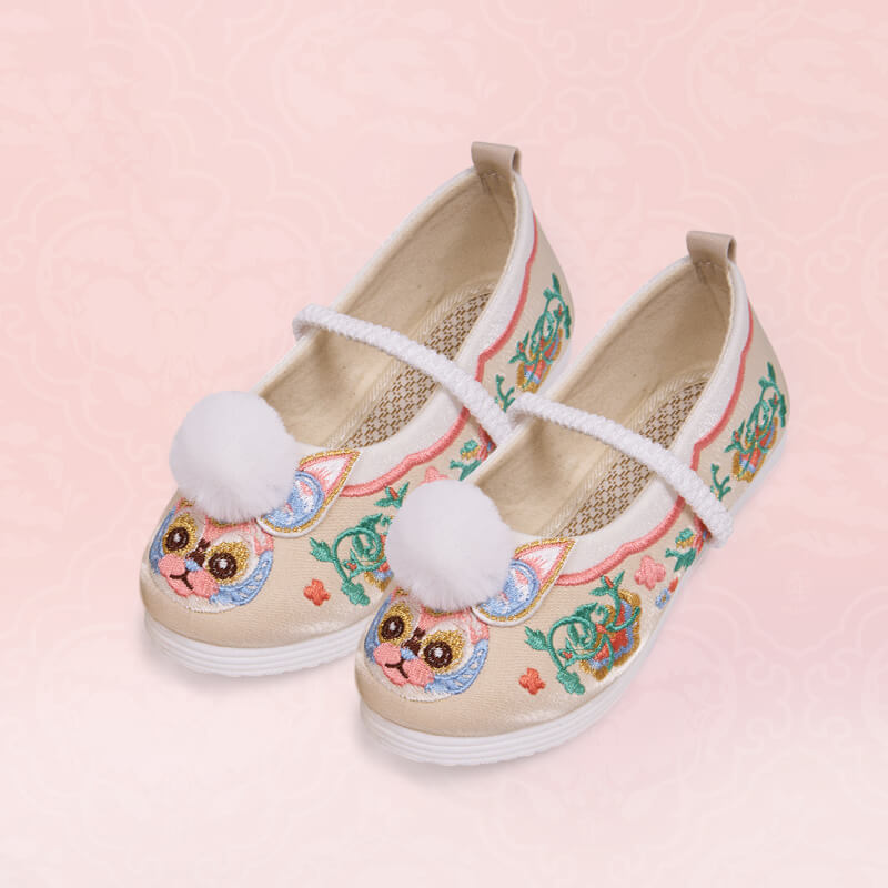 Lucky Bunny Embroidered Shoes-6 -  NianYi, Chinese Traditional Clothing for Kids