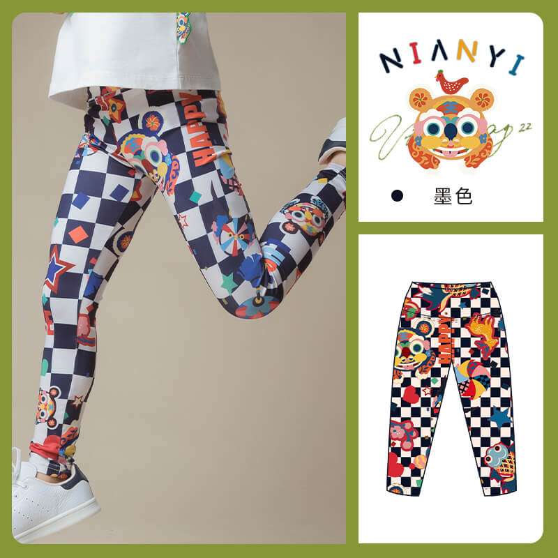 NianYi-Chinese-Traditional-Clothing-for-Kids-Dot Tiger Legging-N102013-Ink