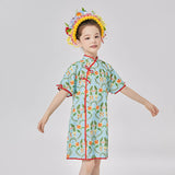 Animal Friends Multi Graphic Qipao Dress for Kids