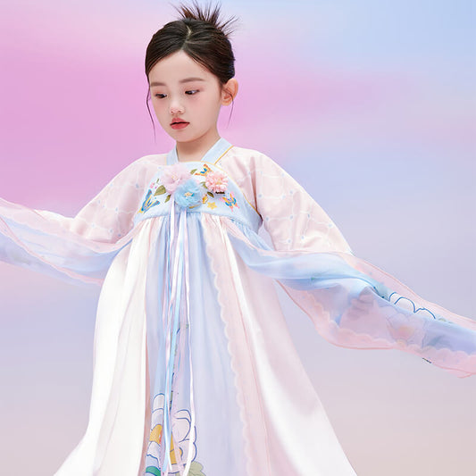 Floral Journey Butterflies and Flowers Hanfu Dress-5 -  NianYi, Chinese Traditional Clothing for Kids