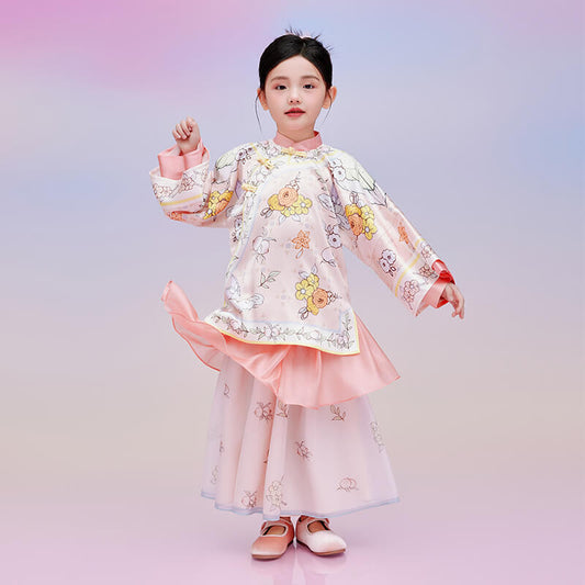 Floral Journey Bird and Flower Modern Style Qi Cheongsam Dress-2 -  NianYi, Chinese Traditional Clothing for Kids