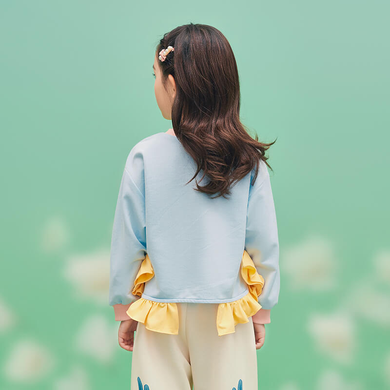 Floral Journey Joyful Sparrows Flare Hemline Sweatshirt-5 -  NianYi, Chinese Traditional Clothing for Kids