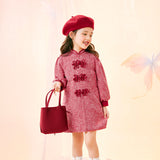 Floral Journey Mandarin Collar Frog Kot Jacket Dress-5 -  NianYi, Chinese Traditional Clothing for Kids