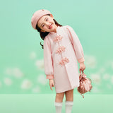 Floral Journey Mandarin Collar Frog Kot Jacket Dress-7-color-Litmus Pink -  NianYi, Chinese Traditional Clothing for Kids