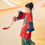 Floral Journey Swallow and Flower Flare Sleeves Dress-4 -  NianYi, Chinese Traditional Clothing for Kids