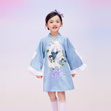 Floral Journey Swallow and Flower Flare Sleeves Dress-6-color-Star Blue -  NianYi, Chinese Traditional Clothing for Kids