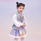 Floral Journey Chinese Gourd Windows Design Vest-3-color-Phoneix Letter Purple -  NianYi, Chinese Traditional Clothing for Kids