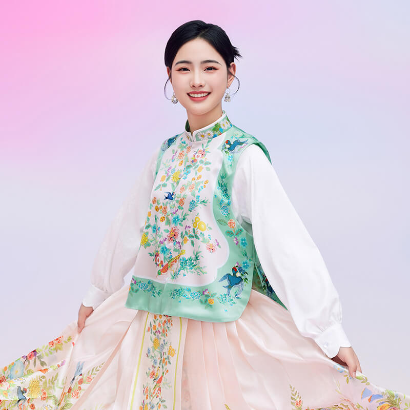 Floral Journey Chinese Gourd Windows Design Vest-8 -  NianYi, Chinese Traditional Clothing for Kids