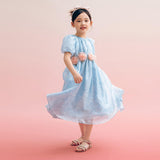 Floral Journey Petal Sleeves Layered Chiffon Dress-4 -  NianYi, Chinese Traditional Clothing for Kids