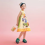 Floral Journey Animal Friends Trip Tank Dress-4 -  NianYi, Chinese Traditional Clothing for Kids