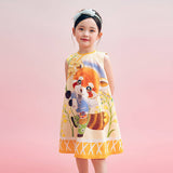 Floral Journey Animal Friends Trip Tank Dress-5-color-Kwai Fan Yellow -  NianYi, Chinese Traditional Clothing for Kids