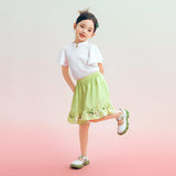 Floral Journey Mandarin Collar Jacquard Tee-2 -  NianYi, Chinese Traditional Clothing for Kids