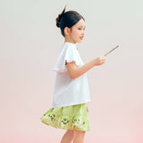 Floral Journey Mandarin Collar Jacquard Tee-5 -  NianYi, Chinese Traditional Clothing for Kids