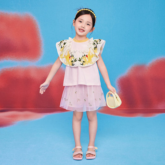 Floral Journey Mesh Layered Skirt Shorts-2 -  NianYi, Chinese Traditional Clothing for Kids