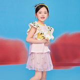 Floral Journey Mesh Layered Skirt Shorts-3-color-Pale Crimson -  NianYi, Chinese Traditional Clothing for Kids