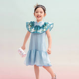 Floral Journey Raffle Trim Layered Dress-1 -  NianYi, Chinese Traditional Clothing for Kids