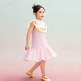 Floral Journey Raffle Trim Layered Dress-4 -  NianYi, Chinese Traditional Clothing for Kids