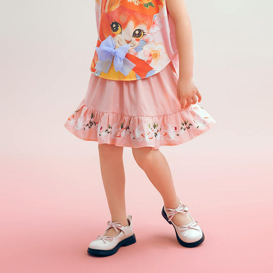 Floral Journey Garden Poem Flare Hemline Skirt-2-color-First Peach Pink -  NianYi, Chinese Traditional Clothing for Kids