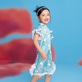 Floral Journey Bird Pattern Flare Hem Qipao Dress-2 -  NianYi, Chinese Traditional Clothing for Kids