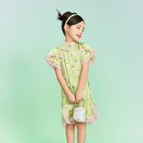 Floral Journey Bird Pattern Flare Hem Qipao Dress-6 -  NianYi, Chinese Traditional Clothing for Kids