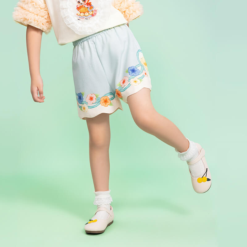 Floral Journey Colorblock Flower Shorts-3 -  NianYi, Chinese Traditional Clothing for Kids