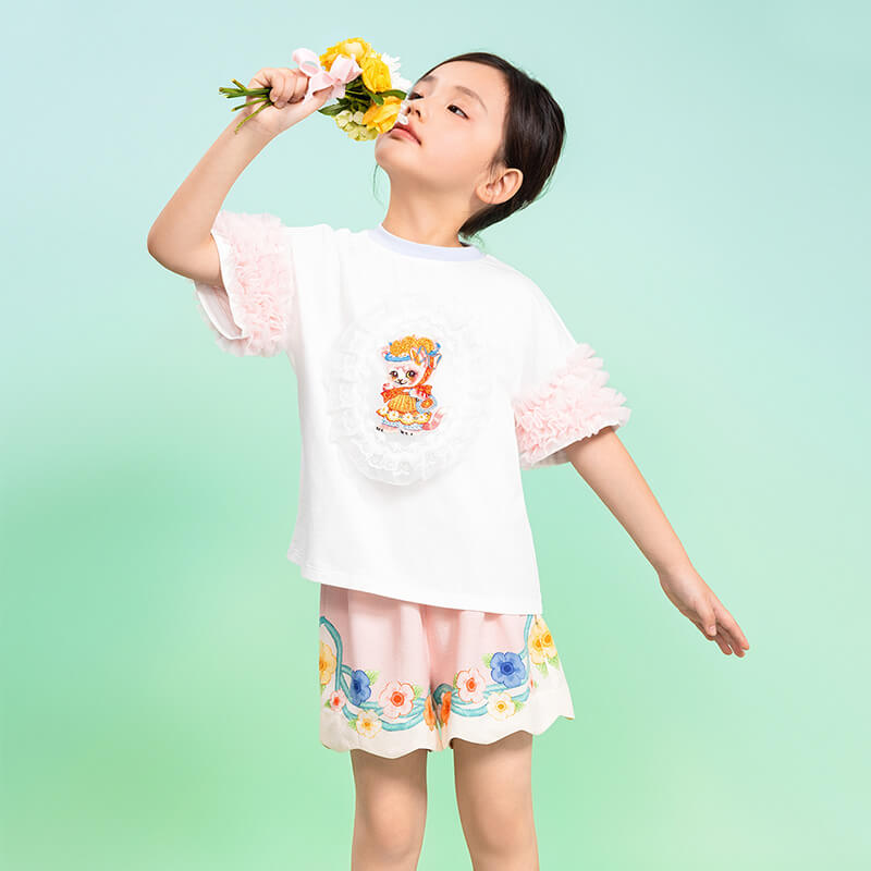 Floral Journey Colorblock Flower Shorts-6 -  NianYi, Chinese Traditional Clothing for Kids