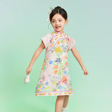 Floral Journey Garden Poem Qipao Dress-9 -  NianYi, Chinese Traditional Clothing for Kids