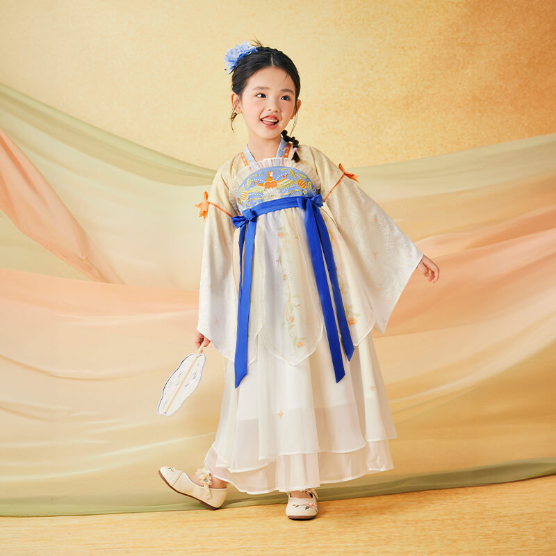 Floral Journey Mid Autumn Garden Poem Hanfu Dress-8-color-Butter Yellow -  NianYi, Chinese Traditional Clothing for Kids