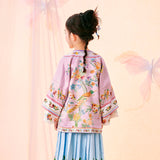 Floral Journey Bird And Flower Wide Sleeves Shirt-5 -  NianYi, Chinese Traditional Clothing for Kids