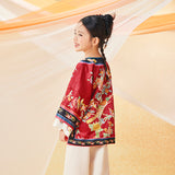 Floral Journey Bird And Flower Wide Sleeves Shirt-7 -  NianYi, Chinese Traditional Clothing for Kids