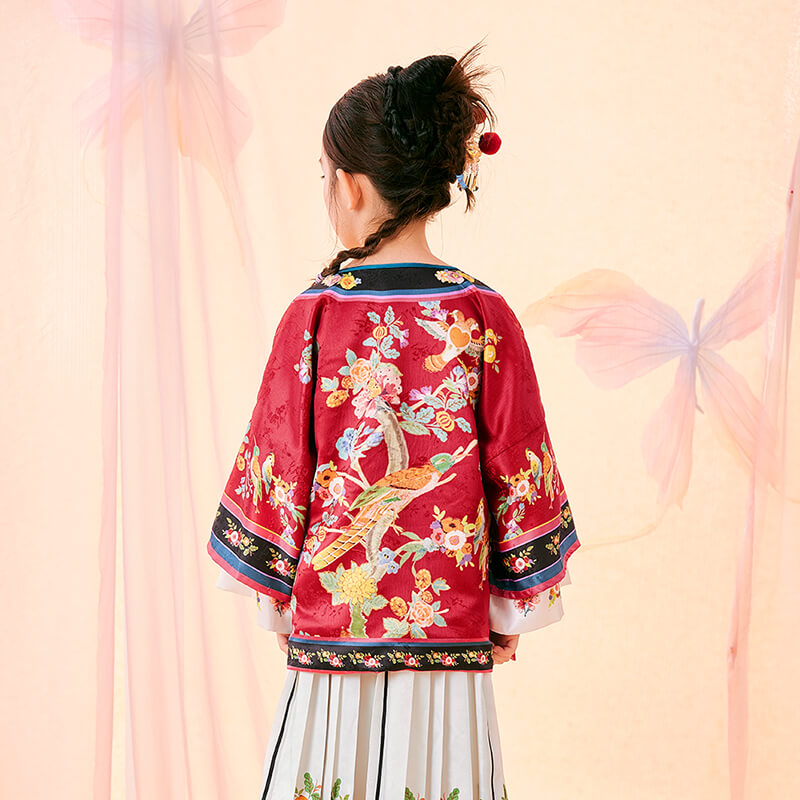 Floral Journey Bird And Flower Wide Sleeves Shirt-8 -  NianYi, Chinese Traditional Clothing for Kids