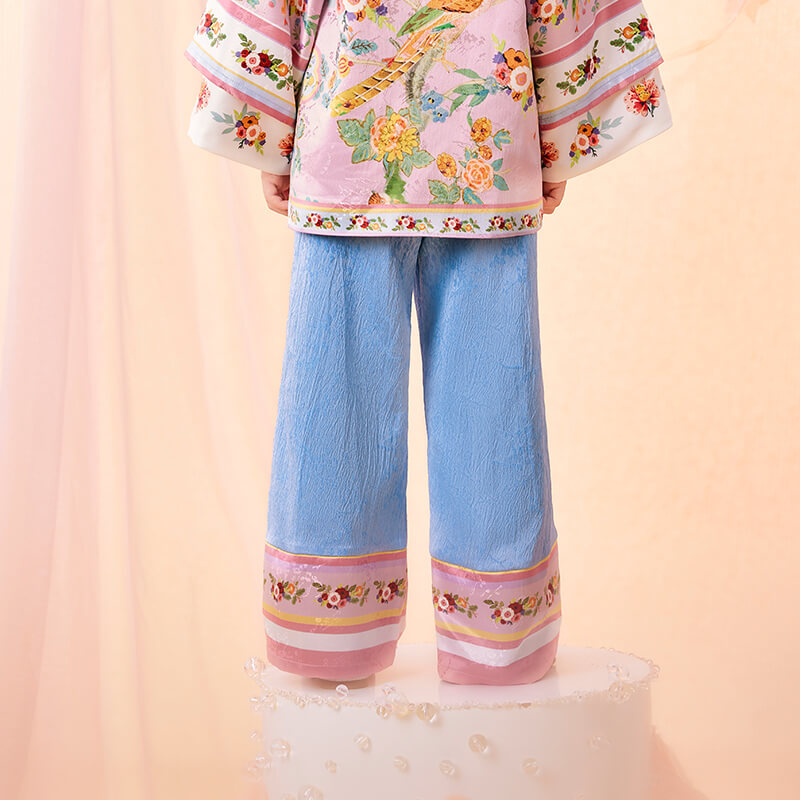 Floral Journey Colorblock Jacquard Pants-10 -  NianYi, Chinese Traditional Clothing for Kids