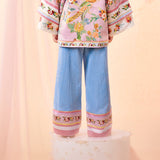 Floral Journey Colorblock Jacquard Pants-10 -  NianYi, Chinese Traditional Clothing for Kids