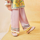 Floral Journey Colorblock Jacquard Pants-5-color-First Peach Pink -  NianYi, Chinese Traditional Clothing for Kids