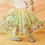 Floral Journey Bird and Flower Painting Mamian Dress-3 -  NianYi, Chinese Traditional Clothing for Kids