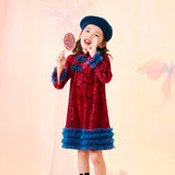 Floral Journey Jacquard Velvet Long Sleeves Modern Cheongsam-2 -  NianYi, Chinese Traditional Clothing for Kids