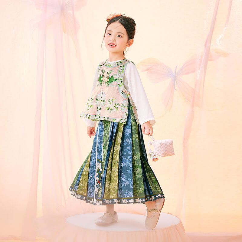 Floral Journey Symmetric Chinese Traditional Graphic Embroidery Vest-8 -  NianYi, Chinese Traditional Clothing for Kids