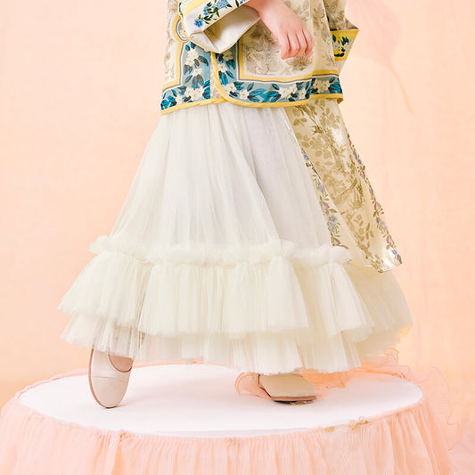 Floral Journey Flare Hemline Tutu Maxi Skirt-2 -  NianYi, Chinese Traditional Clothing for Kids