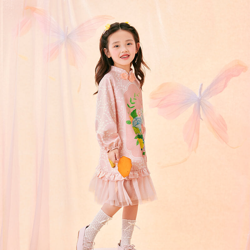 Floral Journey Garden Poem Flare Hemline Tutu Dress-7 -  NianYi, Chinese Traditional Clothing for Kids