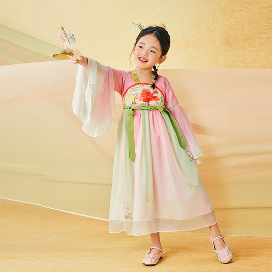 Floral Journey Garden Poem Mid Autumn Embroidery Hanfu Dress-1 -  NianYi, Chinese Traditional Clothing for Kids