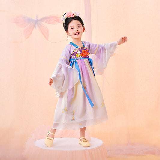 Floral Journey Garden Poem Mid Autumn Embroidery Hanfu Dress-2 -  NianYi, Chinese Traditional Clothing for Kids