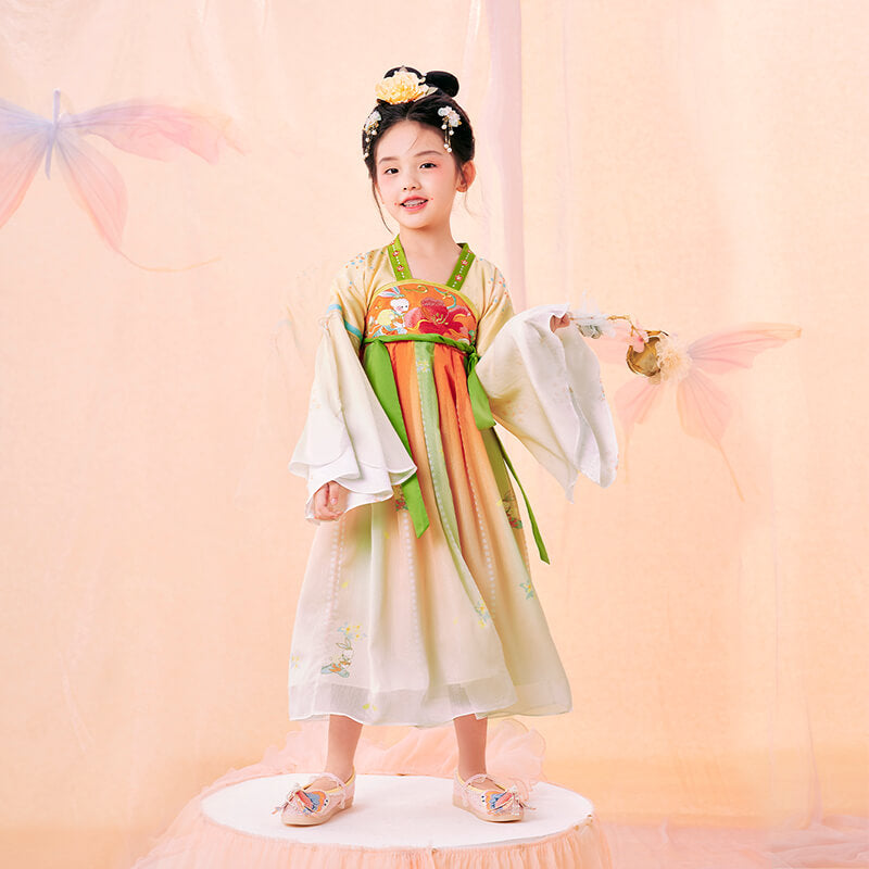 Floral Journey Garden Poem Mid Autumn Embroidery Hanfu Dress-3 -  NianYi, Chinese Traditional Clothing for Kids