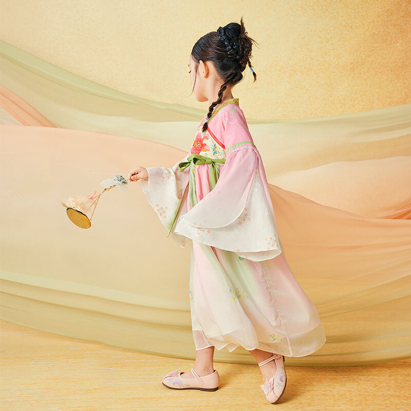 Floral Journey Garden Poem Mid Autumn Embroidery Hanfu Dress-4 -  NianYi, Chinese Traditional Clothing for Kids