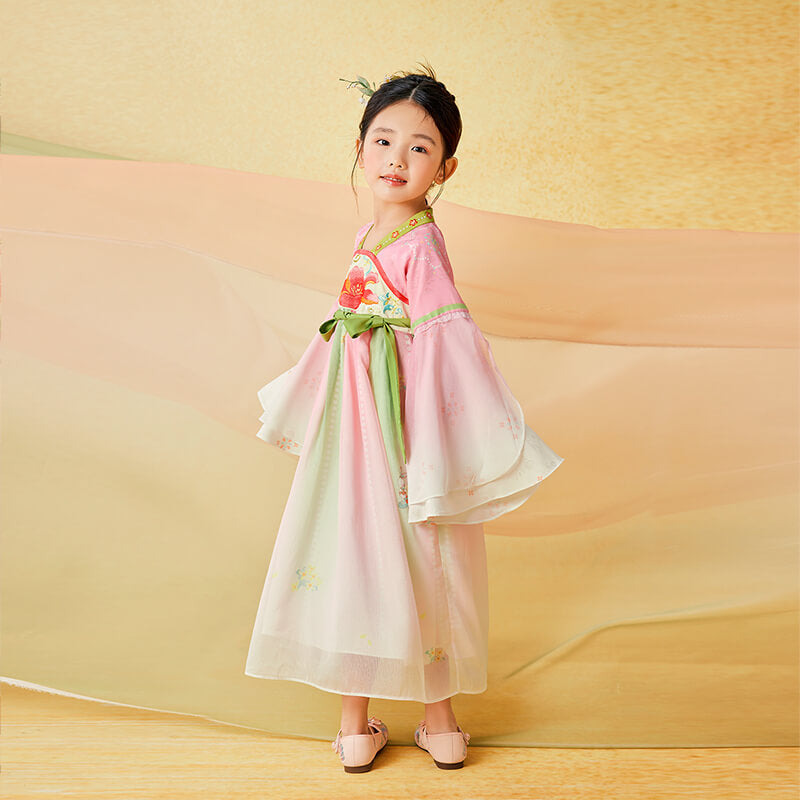 Floral Journey Garden Poem Mid Autumn Embroidery Hanfu Dress-6 -  NianYi, Chinese Traditional Clothing for Kids