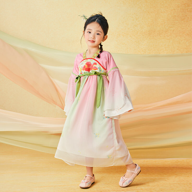 Floral Journey Garden Poem Mid Autumn Embroidery Hanfu Dress-7-color-Peony Pink -  NianYi, Chinese Traditional Clothing for Kids