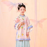 Floral Journey Colorblock Qi Robe Dress-7 -  NianYi, Chinese Traditional Clothing for Kids