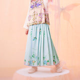 Floral Journey Colorblock Mamian Dress-2 -  NianYi, Chinese Traditional Clothing for Kids