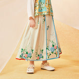 Floral Journey Colorblock Mamian Dress-3-color-Fried Beige -  NianYi, Chinese Traditional Clothing for Kids