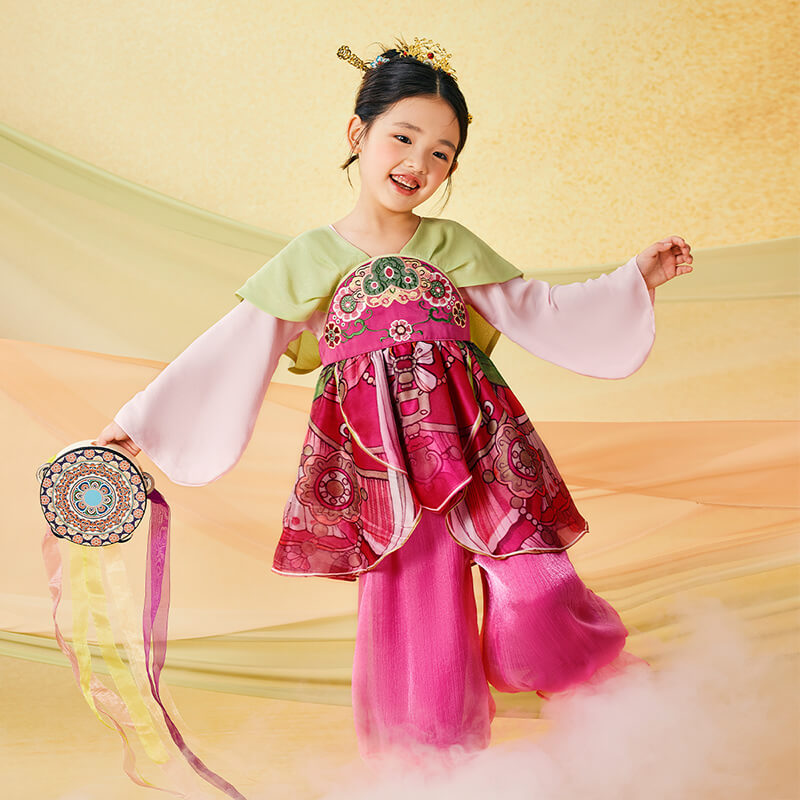 Flying Apsara Hanfu Pants Set for Kids-4-color-Neolamarckia Pink -  NianYi, Chinese Traditional Clothing for Kids