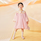 Floral Journey Flower Bloom Cloud Collar Dress-4-color-Pale Crimson -  NianYi, Chinese Traditional Clothing for Kids